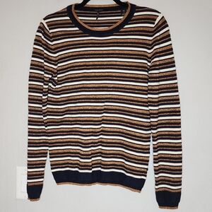 SCOTCH & SODA Bronze Shimmer Lurex Detail Striped Sweater Small